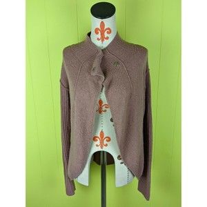 Free People Cardigan Wool Alpaca Swing Long Slv Sweater Snap Collar